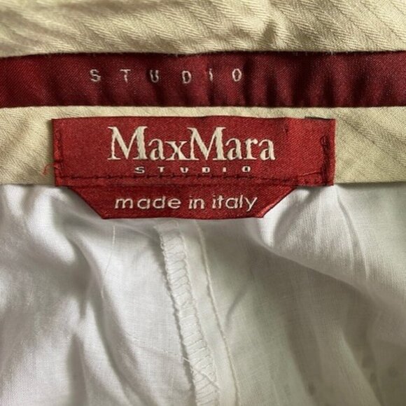 MAX MARA Studio White Eyelet Cropped Trouser Pants Sz 8 - Picture 13 of 13